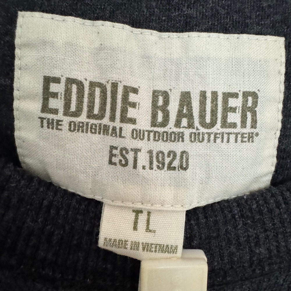 Eddie Bauer Mens Thermal Shirt Charcoal Gray Waffle Knit Long Sleeve Tall Large - Picture 4 of 8